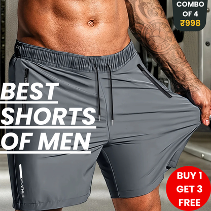Combo of 4 Men's Stretchable Cotton Shorts for summers ☀️(₹199/piece)